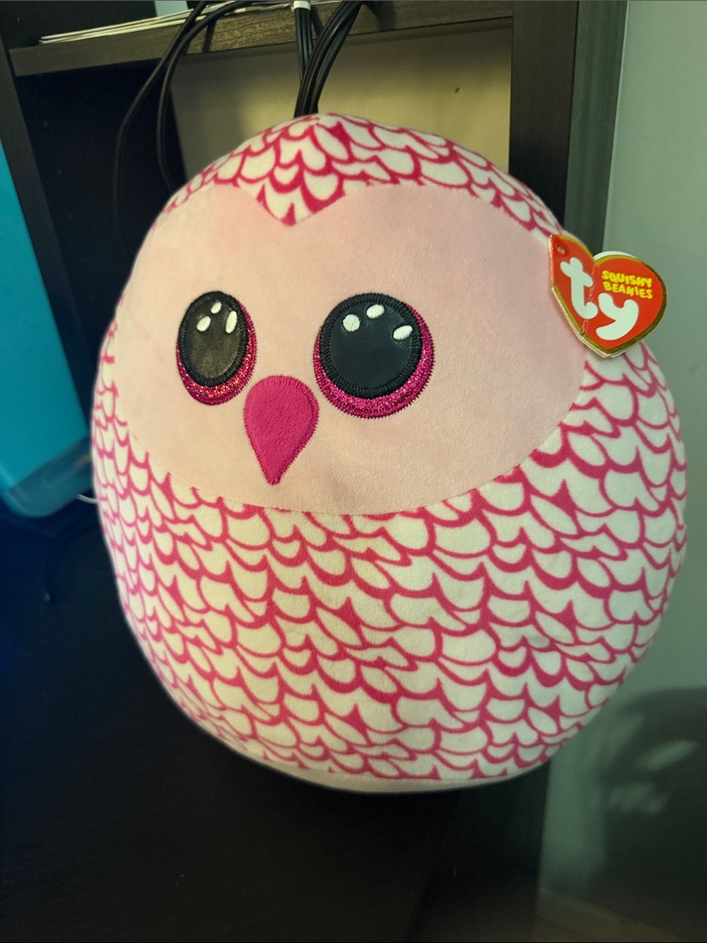 Ty Pink Owl Squishy Plush with Patterned Scales